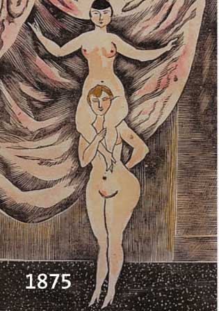 TSOGUHAROU FOUJITA, 2 FARBHOLZSCHNITTE, UM 1920, JE CA. 15 X 11 CM, PP, R.