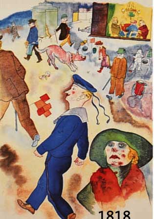 GEORGE GROSZ, 2 FARBFOTOLITHOGRAPHIEN AUS ECCE HOMO, 1921, CA. 30 X 22 CM., PP