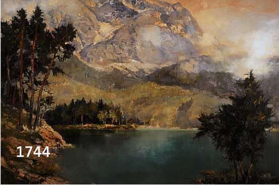 JOSEF BURGER, ZUGSPITZE UND EIBSEE, HANDSIG- NIERT, ÖL AUF LEINWAND, 70 X 80 CM., R.