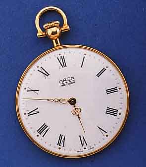ARSA FRACKUHR PRECISION, SCHWEIZ/DEUTSCHLAND UM 1980, GG 750/000, REPLIKA VON 1870, EMAIL- FARB. KONTRASTZIFFERBL., VERG. PESSEUX KAL. 7040, 17 ...
