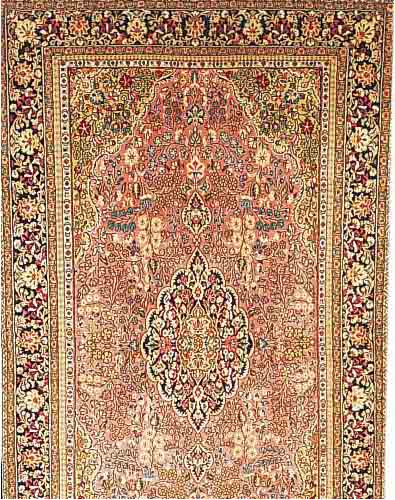GHGHOM,PERSIEN CA 239 X 141 CM. .FLOR WOLLE MIT SEIDE.CA 40 JAHRE.EHZ 1-2.