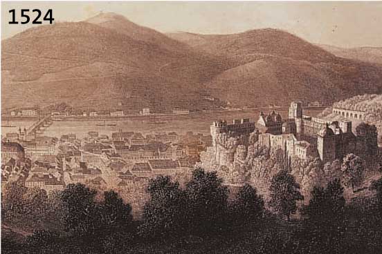STAHLSTICH, DEUTSCH, UM 1860, PANORAMA VON HEIDELBERG, NACH CHAPUY UND VERHAS GESTOCHEN VON WÜRTHLE UND HEISINGER, GEBRÄUNT, CA. 14 X 66 CM, PP, ...