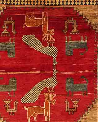 GAGABBEH,PERSIEN CA 142 X 141 CM.EHZ 2.WOLLE/WOL LE.CA 40 JAHRE