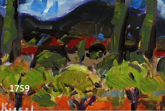 KISSEL, WORMER MALER, LANDSCHAFT IN DER PFALZ, ÖL/MALKARTON, RE. U. SIGN UND DAT. 81, CA. 30 X 35 CM, R.