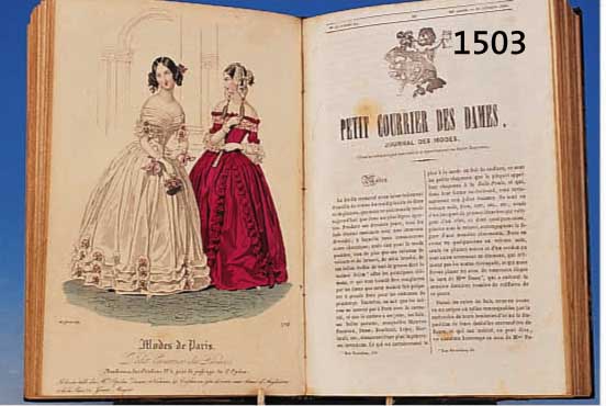 PETIT COURRIER DES DAMES, JOURNAL DE MODES LONDON, 2 BÄNDE, BAND 40 UND 41 MIT JE 48 MODESTICHEN, HALBLEDEREINBAND, ALTERSSPUREN