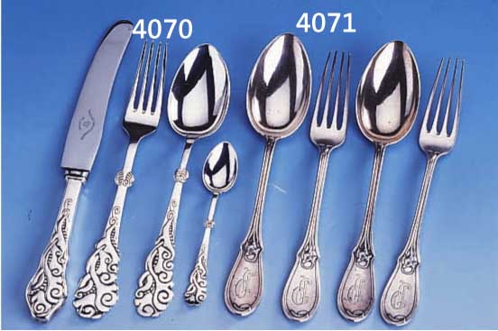 6 GABELN UND 6 LÖFFEL, WILKENS BREMEN UM 1900, 800ER SILBER, ENTWERFER J.H. WERNER BER- LIN, SCHÖNES DEKOR MIT BEIDS. ERHABENER LILIE, ...