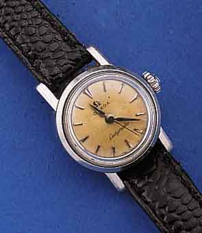 OMEGA DAMENARMBANDUHR, LADYMATIC, EDELST., SCHWEIZ UM 1958, BOD. GESCHR., BEI FERTIGST. WASSERGESCH., VERS. BL. ALTERSBED. FARBL. GE- TÖNT, ...