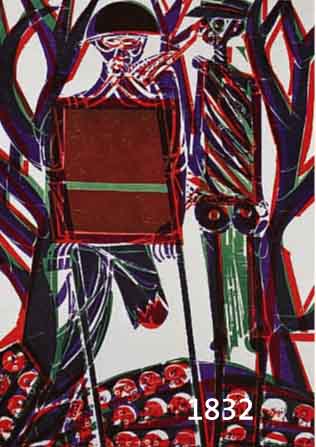 GRIESHABER, HAP, 1909-1981, 12 FARBHOLZ- SCHNITTE AUS: TOTENTANZ VON BASEL, ERSCHIENEN IM VEB VERLAG DER KUNST DRESDEN 1966, JE CA. 45 X 36 CM ...