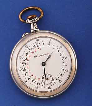 HERRENTASCHENUHR, BEZ. CHRONOMETRE, OFFEN, METALL, VERG., RÜCKSEITIG RELIEF. JAGDSZENE NACH HOLY FRERE, EMAILFARB. BL., RESTAURIERT, 15 ST., ...