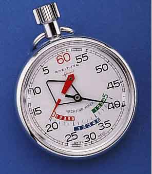 BREITLING EINHANDSTOPPER YACHTING TIMER, MOD. SPRINT, UNGETR. LAGERWARE UM 1970, METALL VERCHR., FARBL. ANGEZEIGTER COUNTDOWN (3X5MIN) , ...