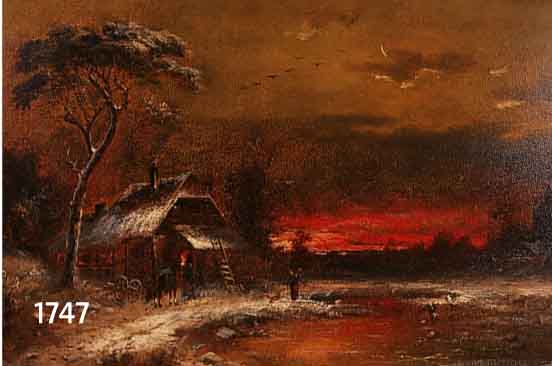 THIEME, THEODOR, GEB. 1901, VERSCHNEITE WINTERLANDSCHAFT MIT GEHÖFT IM ABENDROT, ÖL/MALKARTON, LI. U. SIGN., CA. 37 X 52 CM, R.