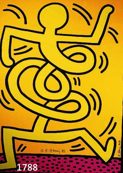 HARING, KEITH, 1958-1990, PLAKAT ZUM JAZZ-FESTVAL MONTREUX 1983, FARBSIEBDRUCK AUF DÜNNEM KARTON, HAND- SIGN. UND DAT., CA. 100 X 70 CM, ...