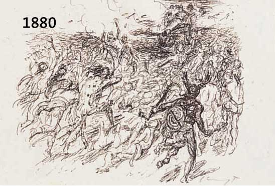 SLEVOGT, MAX, 1868-1932, ZWEI LITHOGRAPHIEN VON 1915-18, AUS CORTEZ: DIE EROBERUNG MEXIKOS AUF JAPANPAPIER, BLATTGR. JE CA. 33 X 24,5 CM, BEIDE ...