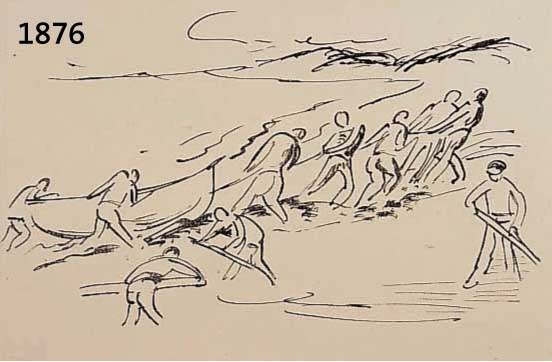 PECHSTEIN, HERMANN MAX, 1881-1955, HEIMKEHRENDE FISCHER, LITHOGRAPHIE VON 1919, AUS: REISEBILDER ITALIEN, CASSIRER VERLAG BERLIN, CA. 28 X 36 CM, ...