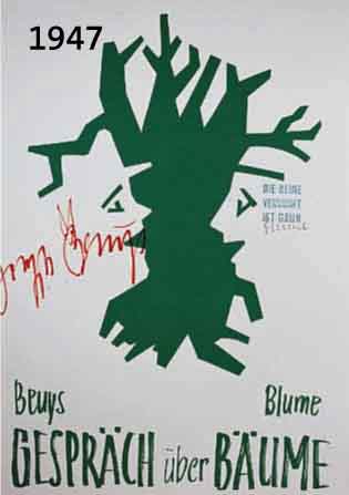 BEUYS, JOSEPH, 1921-1986, GESPRÄCH ÜBER BÄUME, FARBOFFSET, HANDSIGNIERT VON BEUYS UND BLUME, CA. 60 X 42 CM
