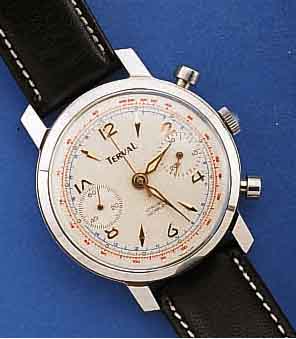 VALJOUX SCHALTRADCHRONOGRAPH, UM 1958, EDELST., AUS RESTBEST. WOHL AKTUELLE REMONTA- GE, BODEN GESCHR., 30-MIN.-STOPPZÄHLER, ...