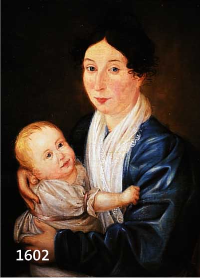 BIEDERMEIERMALER, UM 1840/50, MUTTER MIT KIND, ÖL/LWD. (L. ALTERSSPUREN), UNSIGN., 72 X 56 CM, R.