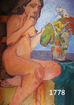 GENYA, O. Ä., MITTE 20. JH., SITZENDER FRAUENAKT, ÖL/LWD., SCHWER LESBAR SIGN., 107 X 69 CM, R.