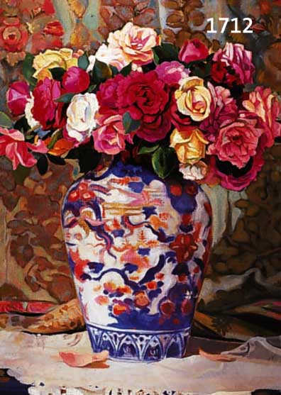 KAEMMERER, TH., JUGENDSTILKÜNSTLER ANFANG 20. JH., BLUMENSSTILLEBEN IN ASIATISCHER VASE, ÖL/LWD., SIGN., DAT. 1917, 90 X 70 CM, R. (DIESER L. ...