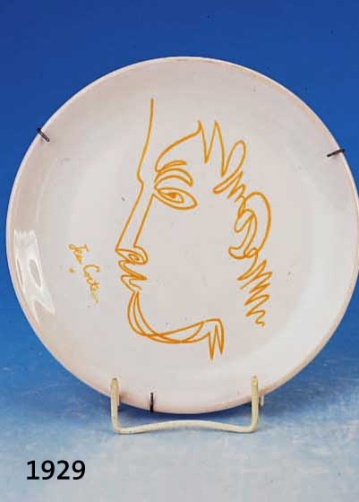 Cocteau, Jean, KÜnstlerteller, wohl um 1960, Keramik, bez.Estello pour Jean Cocteau, D. 19.3 cm