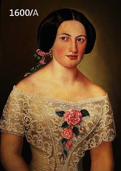 KOLLER, M. N., PORTÄTMALER UM 1850, KONVOLUT ZWEI GEMÄLDE, PORTRÄT EINES JUNGEN OFFIZIERS IN BLAUER UNIFORM UND SEINER JUNGEN FRAU IN ...