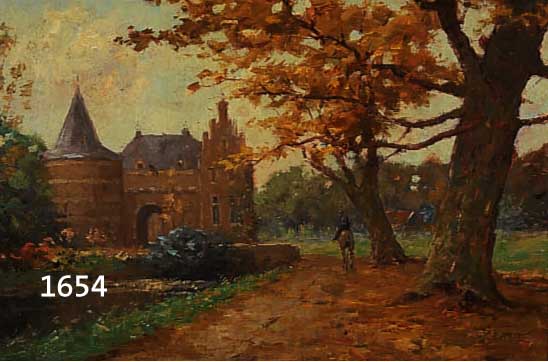 KOPIST NACH M. LIEBERMANN, REITER AM WALD- RAND VOR WASSERSCHLOß, ÖL/HOLZ, BEZ. 46 X 57 CM, R. (DIESER BESCH.)
