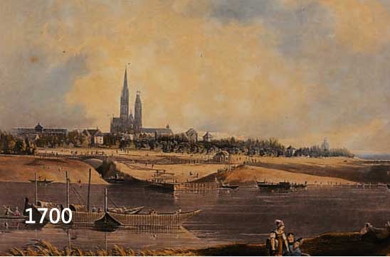 PARISER ANSICHTEN, 3 FARBQUATINTA, JE- WEILS 22 X 27,5 CM, JEWEILS UNTER GLAS GERAHMT, LEICHTE ALTERSSPUREN, DARGESTELLT SIND: PONT NOTRE DAME, ...