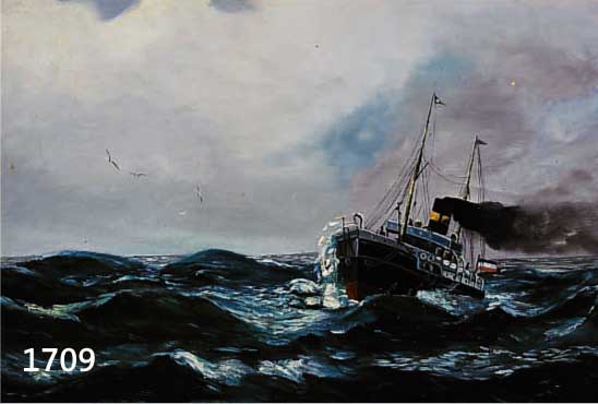 UNBEKANNTER MALER, SKANDINAVIEN, UM 1910-20, DAMPFSCHIFF AUF SEE, ÖL/LWD, UNSIGN., CA. 43 X 67 CM, R.