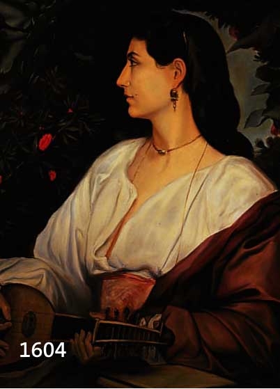 THIELAU-LADIGES, VERA VON, KOPISTIN, 1 H. 20. JH., QUALITÄTVOLLE KOPIE NACH ANSELM FEUERBACHS ORIGINAL "MANDOLINEN- SPIELERIN" IN DER ...