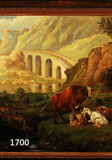 HOLLÄNDISCHER KÜNSTLER, UM 1830, SÜDLICHE LANDSCHAFT MIT VIEH, ÖL/LWD. (DOUBL., REST.), 51 X 65 CM, R.