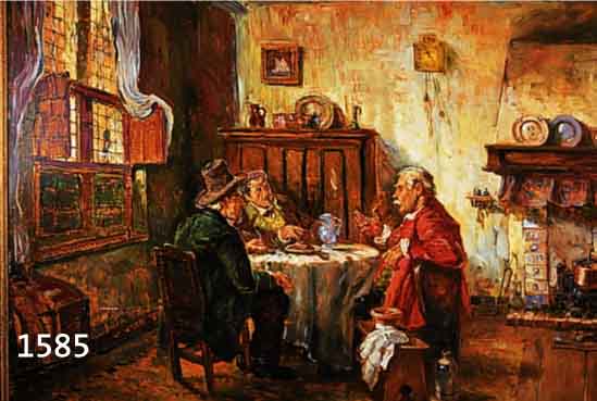 URBAHN, OSKAR, MÜNCHENER GENREMALER, NACH- GEWIESEN UM 1930 IN PASING, HOLLÄNDISCHES INTERIEUR MIT DISKUTIERENDEN RATSHERREN, ÖL/MALKARTON, ...