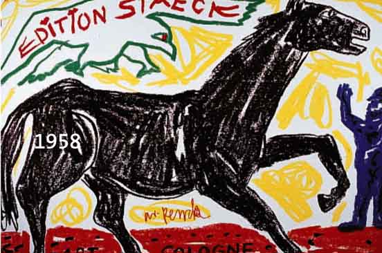 PENCK, A.R., GEB. 1939, SCHWARZES PFERD, FARBOFFSET, HANDSIGNIERT, CA. 60 X 84 CM