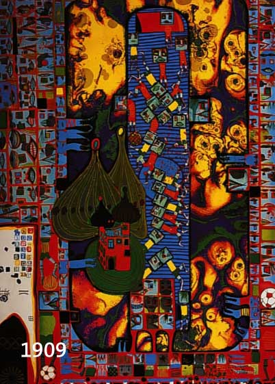 HUNDERTWASSER, FRIEDENSREICH, 1928-2000, PLAKAT ZU DEN OLYMPISCHEN SPIELEN 1972 IN MÜNCHEN, ERSTE AUFLAGE (350000 EXEMPL.), FARBOFFSET MIT ...
