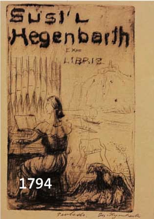 HEGENBARTH, JOSEPH, EX-LIBRIS SUSI HEGENBARTH, RADIERUNG, HANDSIGN. UND BEZ.: PROBEDRUCK, CA. 11,5 X 7 CM, PP