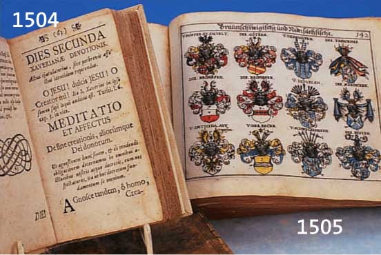 NEUES DEUTSCHE WAPPENBUCH, TEIL 3 UND 4, NÜRNBERG 1657, MIT ZAHLREICHEN WAPPENDARSTELLUNGEN, TEILS KOLORIERT, OHNE EINBAND, CA. 14,5 X 18 CM