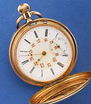 HERRENTASCHENUHR SAVONETTE, SCHWEIZ UM 1890, ROSE-G. 585/000, BEIDE SCHALEN SYM. GUILL., ALTERSBED. BER., DELLIG, AUßEN 5 U. 7, GOLDCUV. M. ...