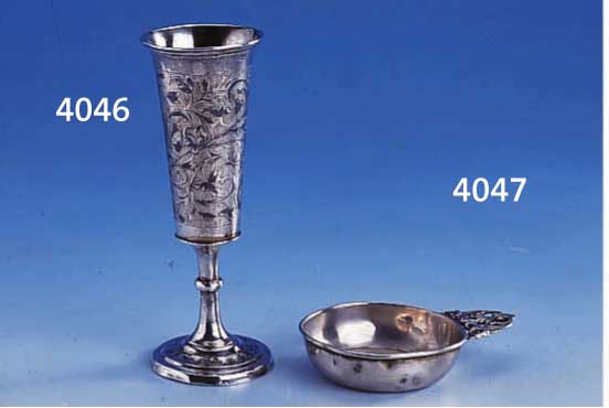WEINKELCH, MOSKAU UM 1846, 84ER SILBER, TAUSCHIERT, ZISELIERT, PUNZIERT, LEICHT VER- DELLTER FUß, H CA. 13 CM