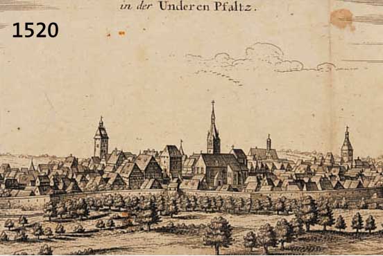 KONVOLUT VON 2 BLATT MIT KUPFERSTICHEN VON BRETHEIM, 1.) KUPFERSTICH V. BODENEHR, BRETHEIM IN DER UNDEREN PFALTZ, MIT ERKLÄRUNG AM LI. RAND, 16,5 ...