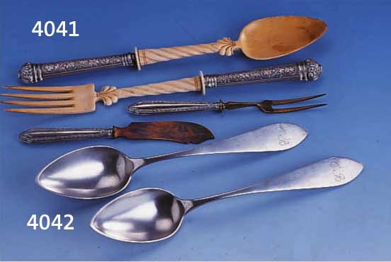 6 LÖFFEL, VIETOR, DARMSTADT, 13-LÖTIG, 1820/30, BESITZERMONOGRAMM CB, L. GEBRAUCHS- SPUREN, GEW. CA. 310 G