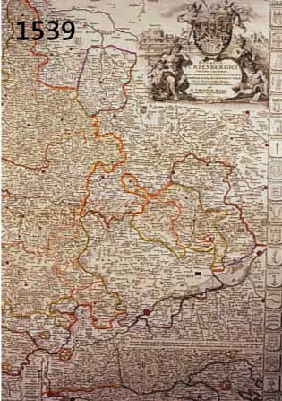 ALTKOLOR. KUPFERSTICHK. V. HOMANN, CA. 1740, DUCATUS WURTENBERGICI, MIT EINER KL. GA VON TÜBINGEN RE. AM RAND, 38 WAPPENDAR- STELLUNGEN, UNTEN ...