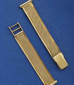 GOLDBAND FÜR DAMENARMBANDUHR, GG 585/000, UM 1965, WENIG GEN., STEGBR. 12,5 MM, L. VON STEG ZU STEG 12,5 CM, TOTALGEW. CA. 18 G, TRAG/VERWENDB., ...