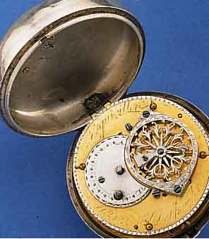 FRS. ESQUIVILLON & DECHOUDENS SPINDELHERREN- TASCHENUHR, FRANKREICH UM 1790, SILBER, GEW., SIGN. EMAILBL., FEIN HAARR., VERG. PLATINENW., ...