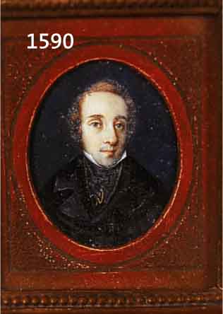 MINATURMALEREI, UM 1840/50, DEUTSCH, PORTÄT EINES JUNGEN MANNES, FEINE MALEREI, UNTER GLAS GERAHMT, 5 X 6 CM