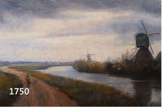 SOLDIN, R., ZWEI PASTELLE, DARSTELLUNG EINER WINDMÜHLE U. SEENLANDSCHAFT, SIGN., UNTER GLAS GERAHMT, JEWEILS 48 X 25 CM