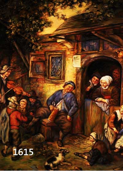 HEINEN, NACH VORBILD OSTADE, 20. JH. GRUPPE VORM HAUS, ÖL/LWD., SIGNIERT, 80 X 70 CM, RAHMEN