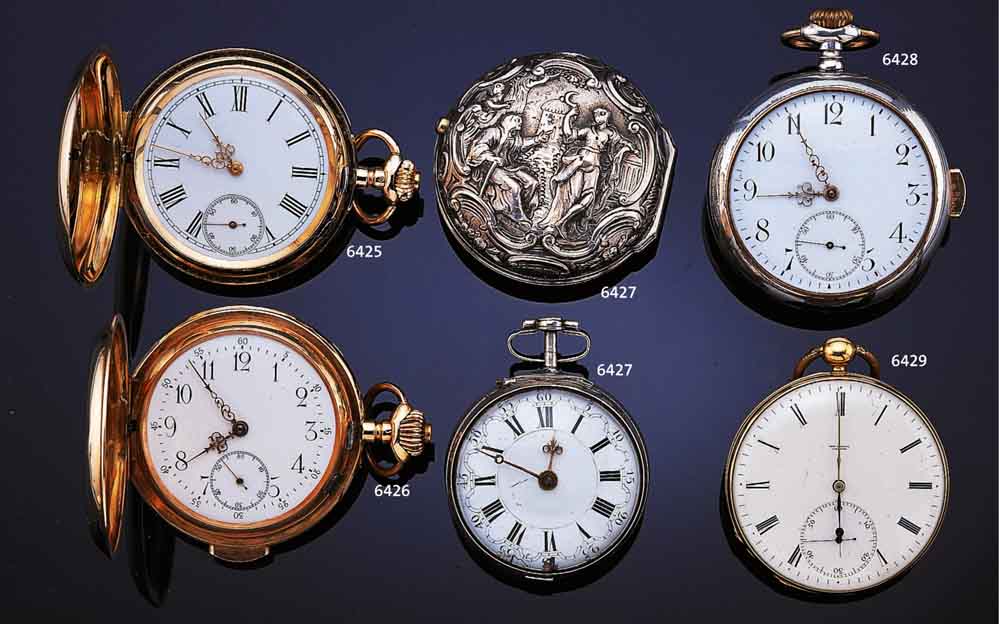 HERRENTASCHENUHR, SCHWEIZ UM 1895, ROSE-G. 585/000, BEIDE SCHALEN SYM. GUILL., MONOGR.- SPIEGEL FREI, PERF. EMAILBL., ZEIGERSTELL- SCHIEBER INNEN ...