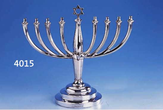 CHANUKA-LEUCHTER, SCHWÄBISCH-GMÜND, UM 1925/ 30, 925ER SILBER, BODENPLATTE METALL, EINSÄTZE UND ZUSATZLICHT FEHLEN, H CA. 26 CM