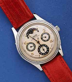 ORIS HERRENARMBANDUHR, AUTOMATIK, MIT VOLL- KALENDERANZEIGE INCL. MONDPHASE, EDELST., BEIDS. MINERALFLACHVERGL., KORREKTURDRÜCKER SEITLICH IM ...