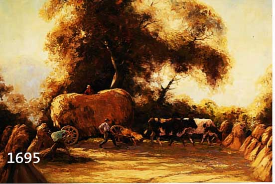 HEIM, OTTO, HEUERNTE MIT OCHSENFUHRWERK, ÖL/LWD, RE. U. SIGN., CA. 70 X 80 CM, R.