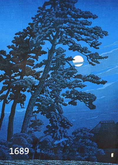 FARBHOLZSCHNITT, JAPAN, UM 1938/40, KAWASAL HASUN, MONDLANDSCHAFT, 35.5 X 23.3 CM, UNTER GLAS, RAHMEN